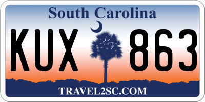 SC license plate KUX863