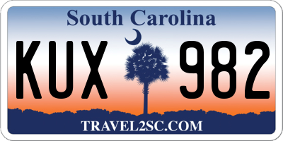 SC license plate KUX982
