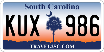 SC license plate KUX986