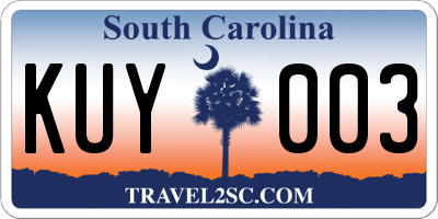 SC license plate KUY003