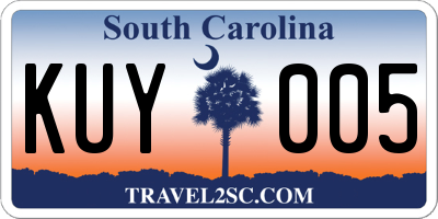 SC license plate KUY005