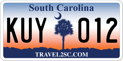 SC license plate KUY012