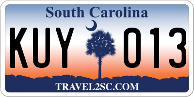 SC license plate KUY013