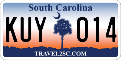 SC license plate KUY014