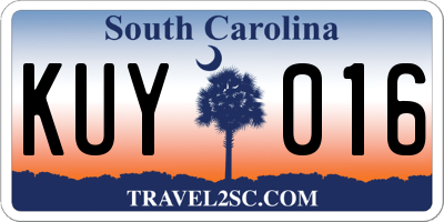 SC license plate KUY016