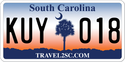 SC license plate KUY018