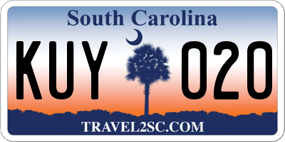 SC license plate KUY020