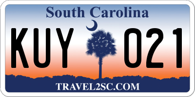 SC license plate KUY021