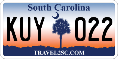 SC license plate KUY022