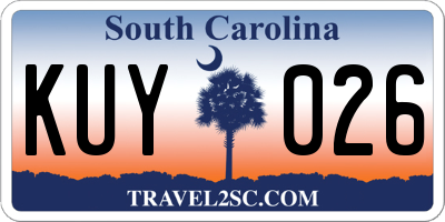 SC license plate KUY026