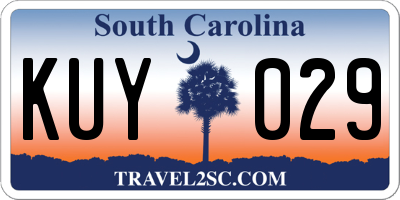 SC license plate KUY029