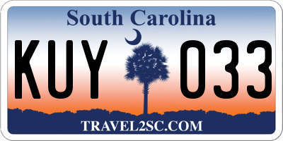 SC license plate KUY033