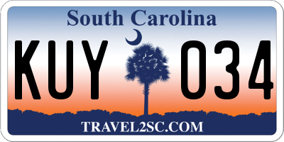 SC license plate KUY034