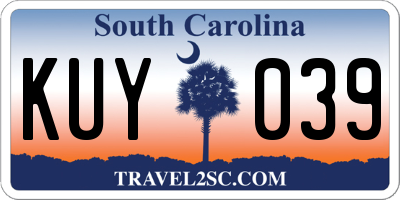 SC license plate KUY039
