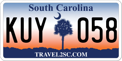 SC license plate KUY058