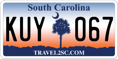 SC license plate KUY067
