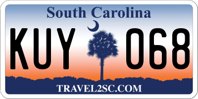 SC license plate KUY068