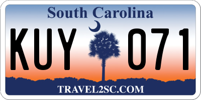 SC license plate KUY071