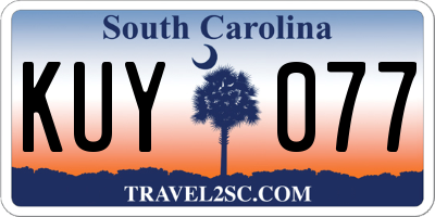 SC license plate KUY077