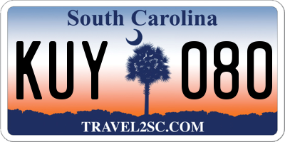 SC license plate KUY080