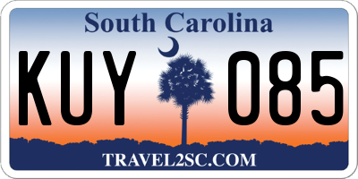 SC license plate KUY085