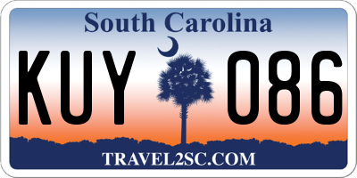 SC license plate KUY086