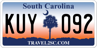 SC license plate KUY092