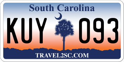 SC license plate KUY093