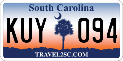 SC license plate KUY094