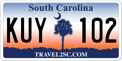 SC license plate KUY102