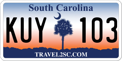 SC license plate KUY103