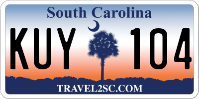 SC license plate KUY104
