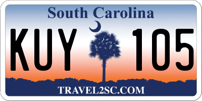 SC license plate KUY105