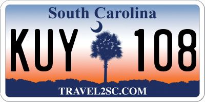 SC license plate KUY108