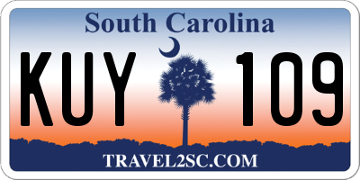 SC license plate KUY109