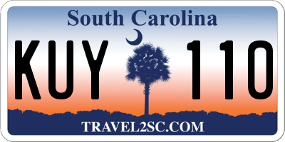 SC license plate KUY110