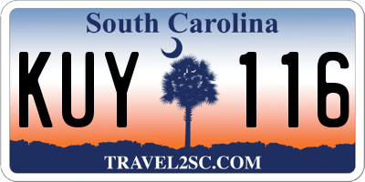 SC license plate KUY116