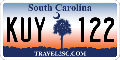 SC license plate KUY122
