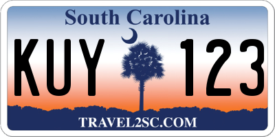 SC license plate KUY123