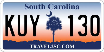 SC license plate KUY130