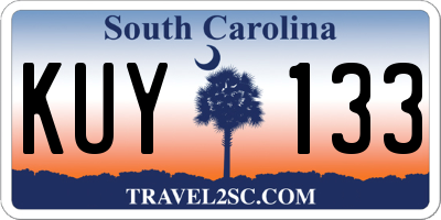 SC license plate KUY133
