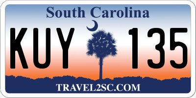 SC license plate KUY135