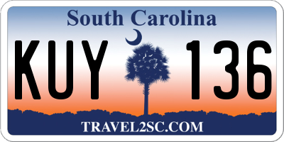 SC license plate KUY136