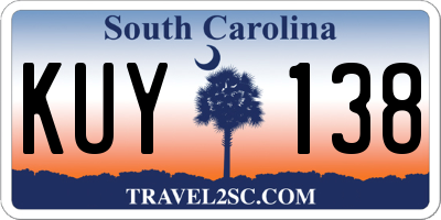 SC license plate KUY138