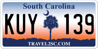 SC license plate KUY139