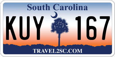SC license plate KUY167
