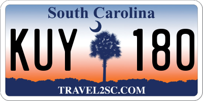 SC license plate KUY180