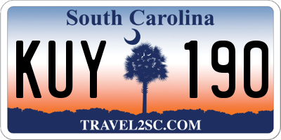 SC license plate KUY190