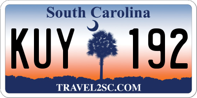 SC license plate KUY192
