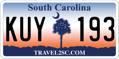 SC license plate KUY193